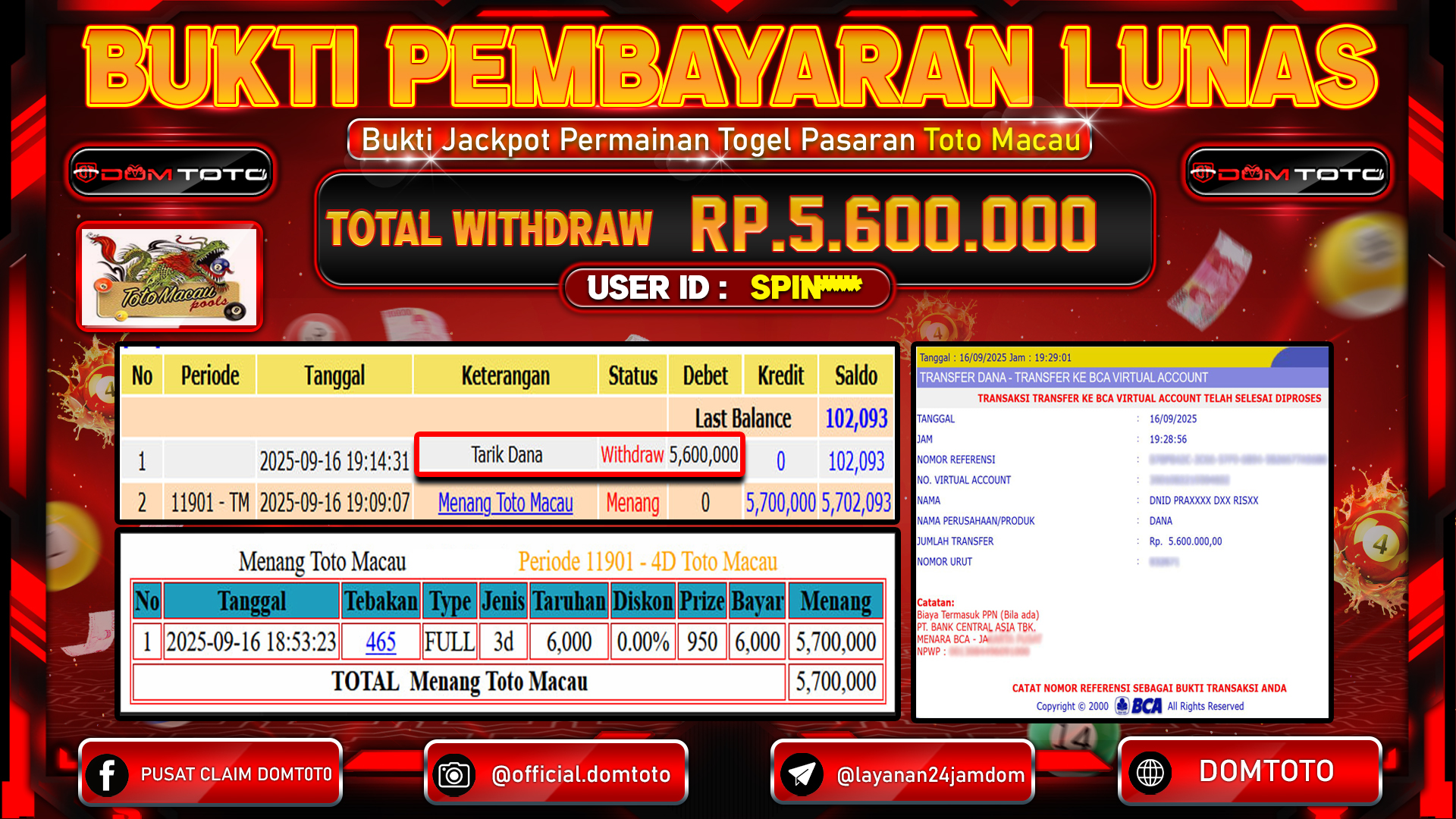 JACKPOT TOGEL Pasaran Toto Macau 16 SEPTEMBER 2025